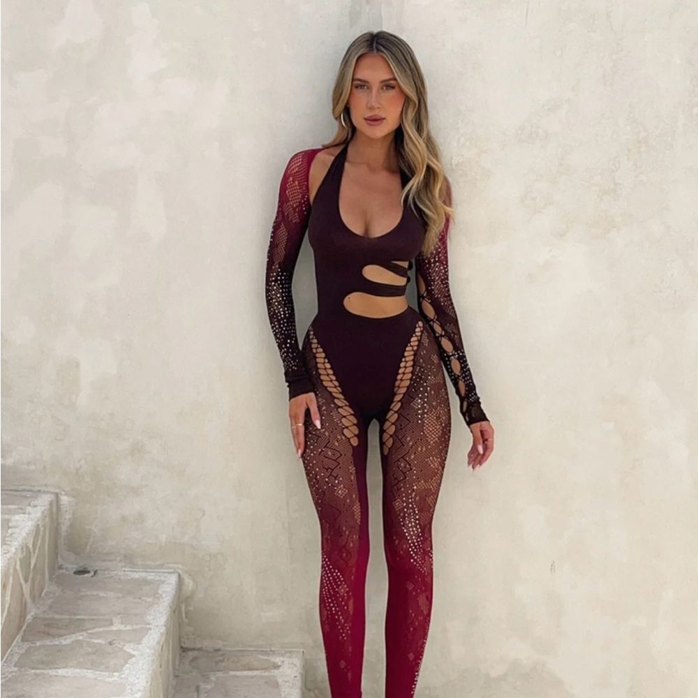 Burgundy Cutout Bodysuit